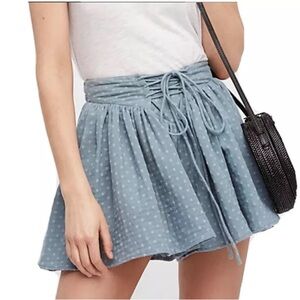 Free People Meet Your Match Blue Wave Mini Skort Skirt Womens S Blue Pockets